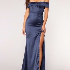 Satin Off-the-Shoulder Floor-Length Formal Dress